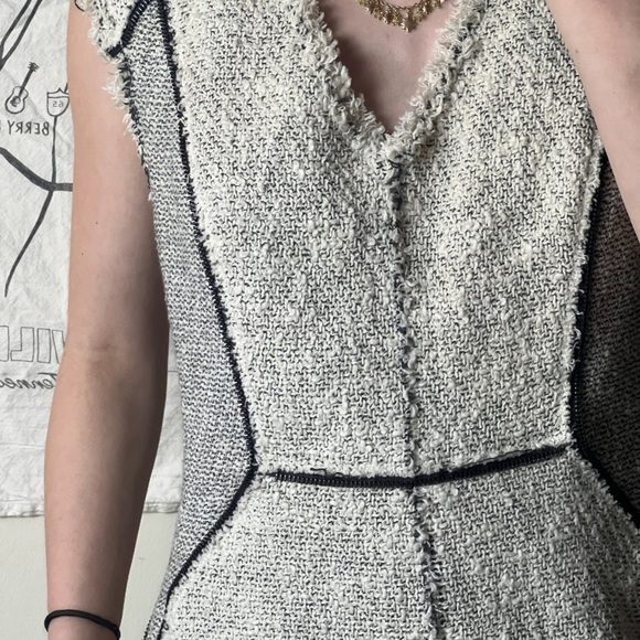 rebecca taylor Zip Tweed Combo Dress in Pece Size Small 8 - Picture 3 of 10